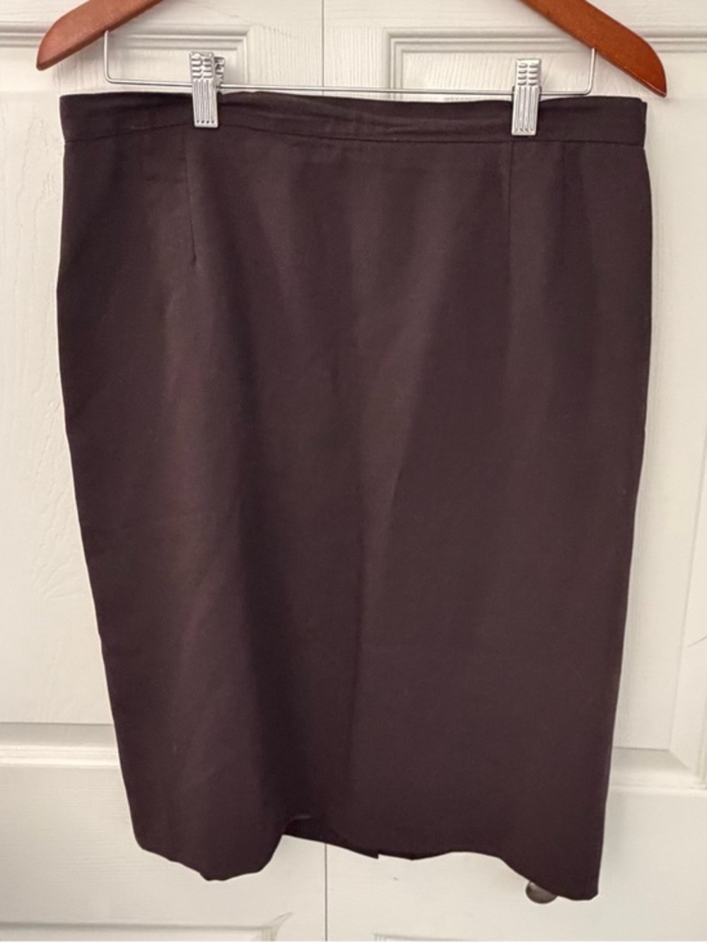Giorgio Armani Le Collezioni Vintage Brown Wool Pencil Skirt Size 14 Made Italy